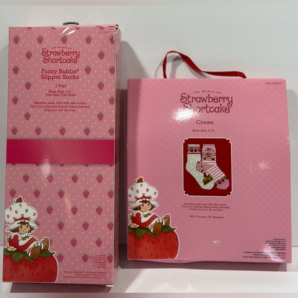 Strawberry Shortcake Slippers Socks And 2 Pairs Of Crew Socks - Picture 2 of 7
